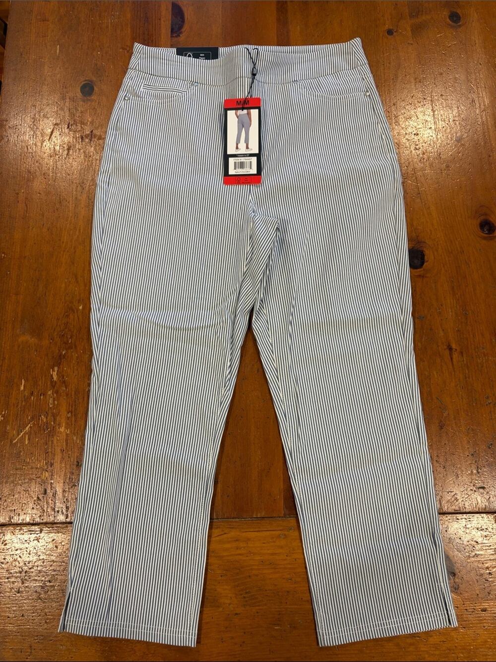 Mario Serrani Navy and White Pinstripe Cropped Jeans